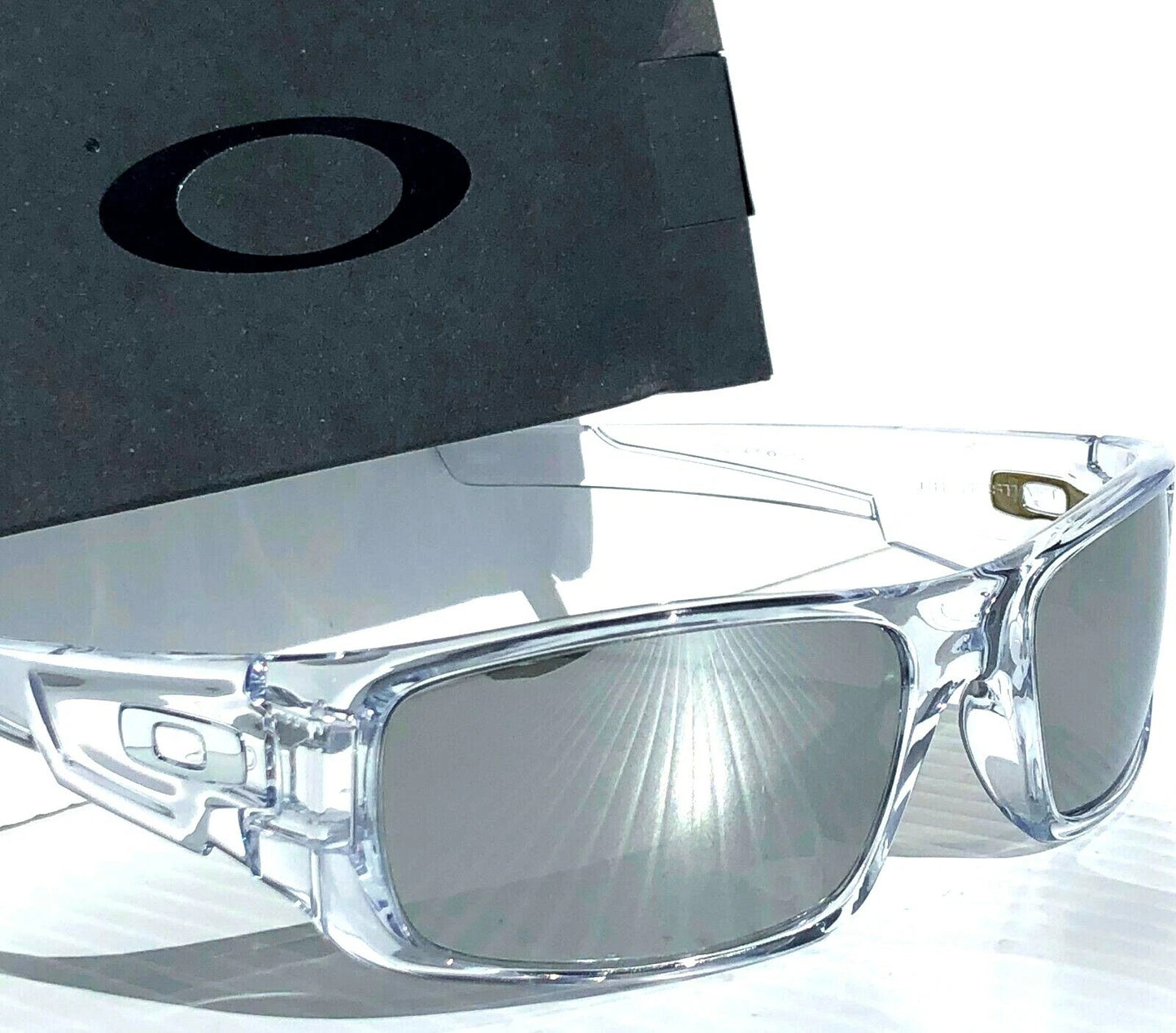 Oakley CRANKSHAFT Shiny Clear Frame POLARIZED Galaxy Chrome Mirror Lens Sunglass 9239-04- Two-Lens Bundle!