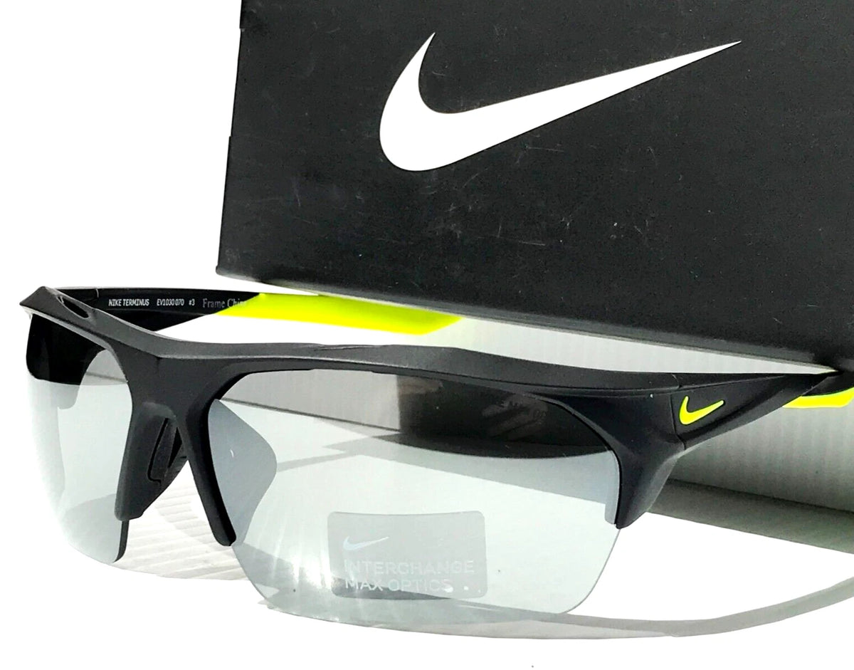NIKE TERMINUS Matte Black Frame INTERCHANGEABLE Max Optic Silver Lens Sunglass EV1030 070