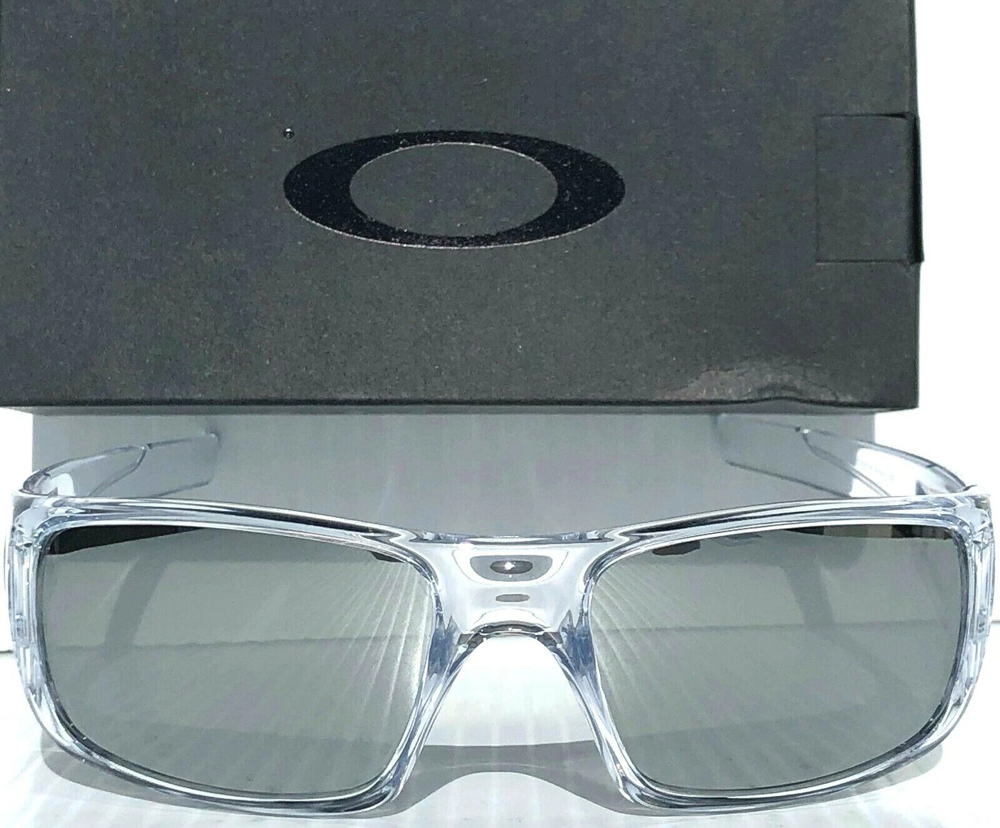 Oakley CRANKSHAFT Shiny Clear Frame POLARIZED Galaxy Chrome Mirror Lens Sunglass 9239-04- Two-Lens Bundle!