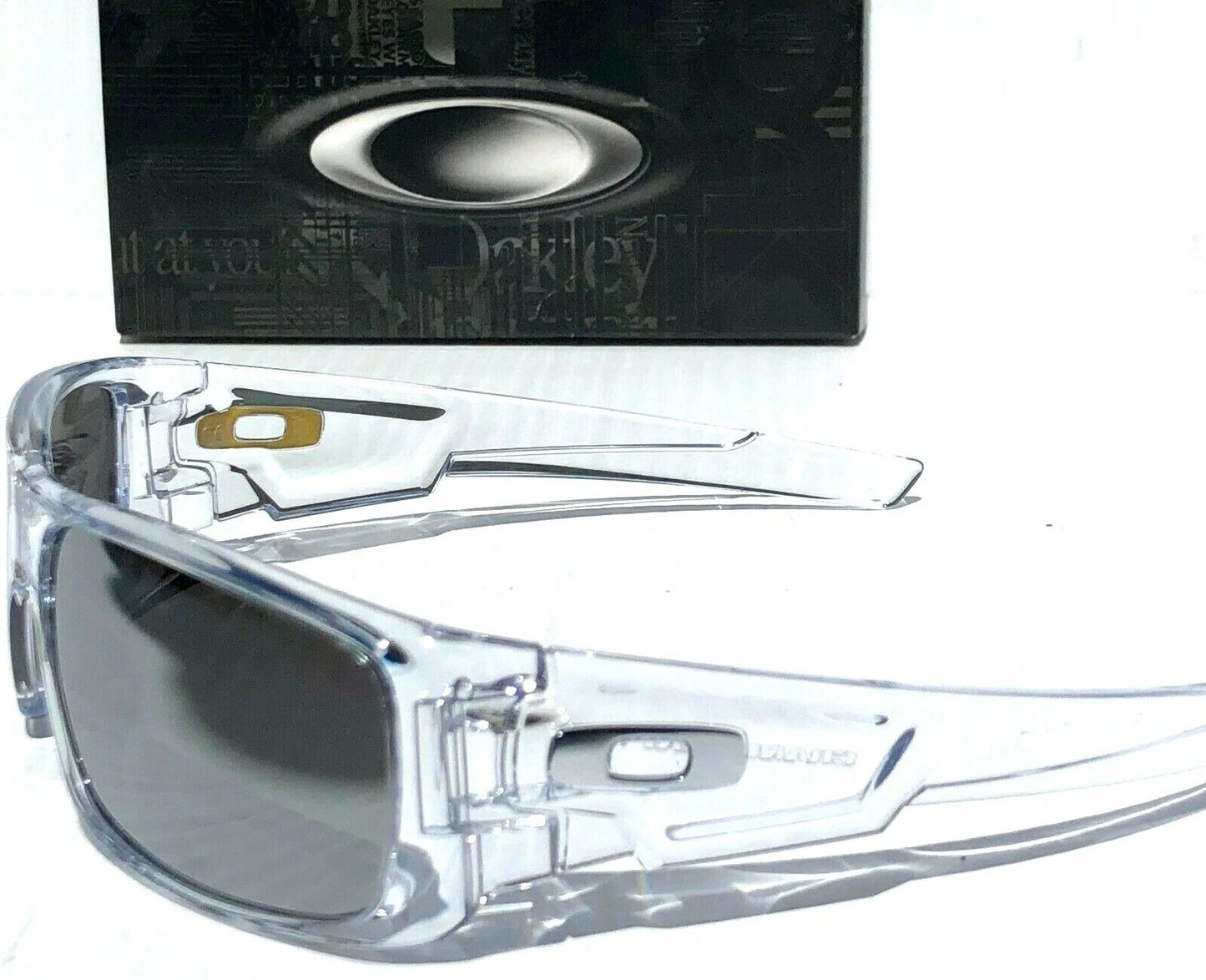 Oakley CRANKSHAFT Shiny Clear Frame POLARIZED Galaxy Chrome Mirror Lens Sunglass 9239-04- Two-Lens Bundle!
