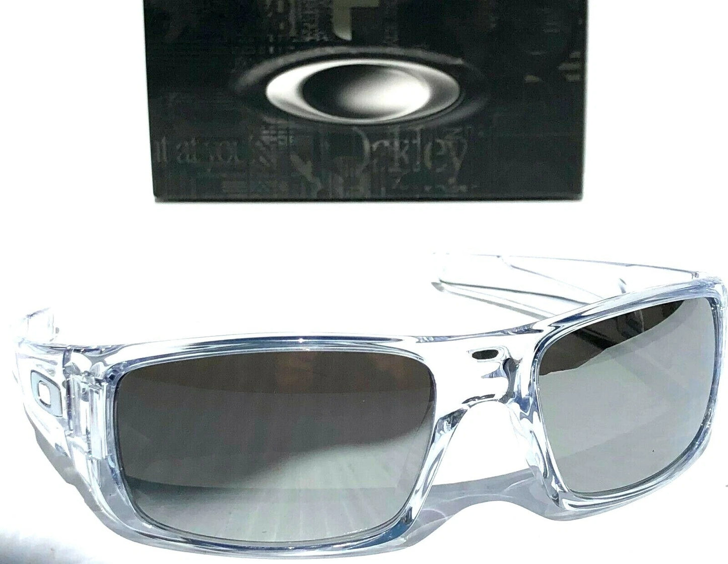 Oakley CRANKSHAFT Shiny Clear Frame POLARIZED Galaxy Chrome Mirror Lens Sunglass 9239-04- Two-Lens Bundle!