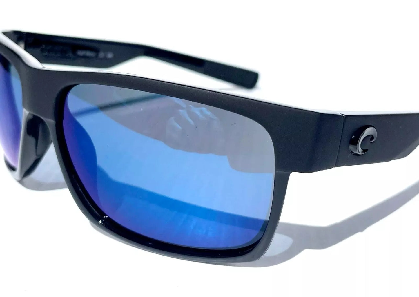 Costa Del Mar HALF MOON Shiny & Matte Black POLARIZED Blue 580P Sunglass HFM 155