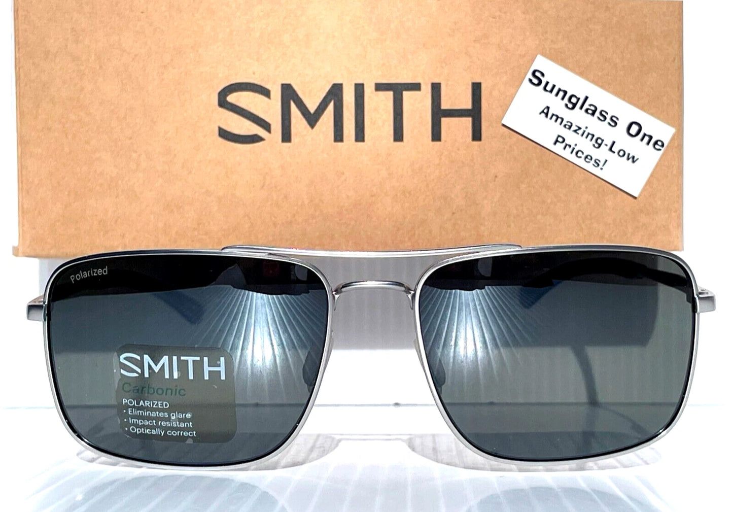 Smith Optics OUTCOME Matte Silver Carbonic POLARIZED Platinum Mirror Lens Sunglass