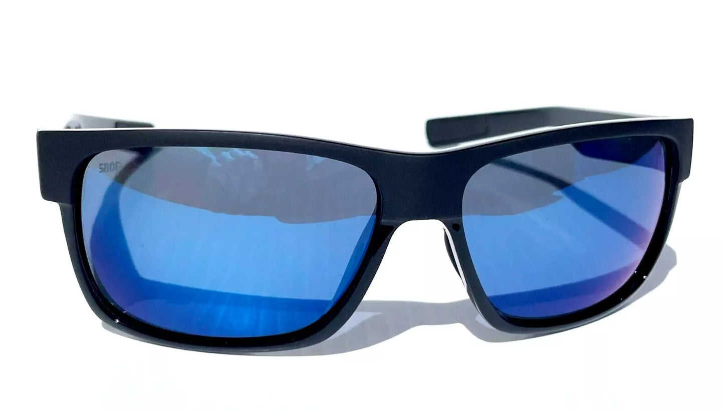 Costa Del Mar HALF MOON Shiny & Matte Black POLARIZED Blue 580P Sunglass HFM 155