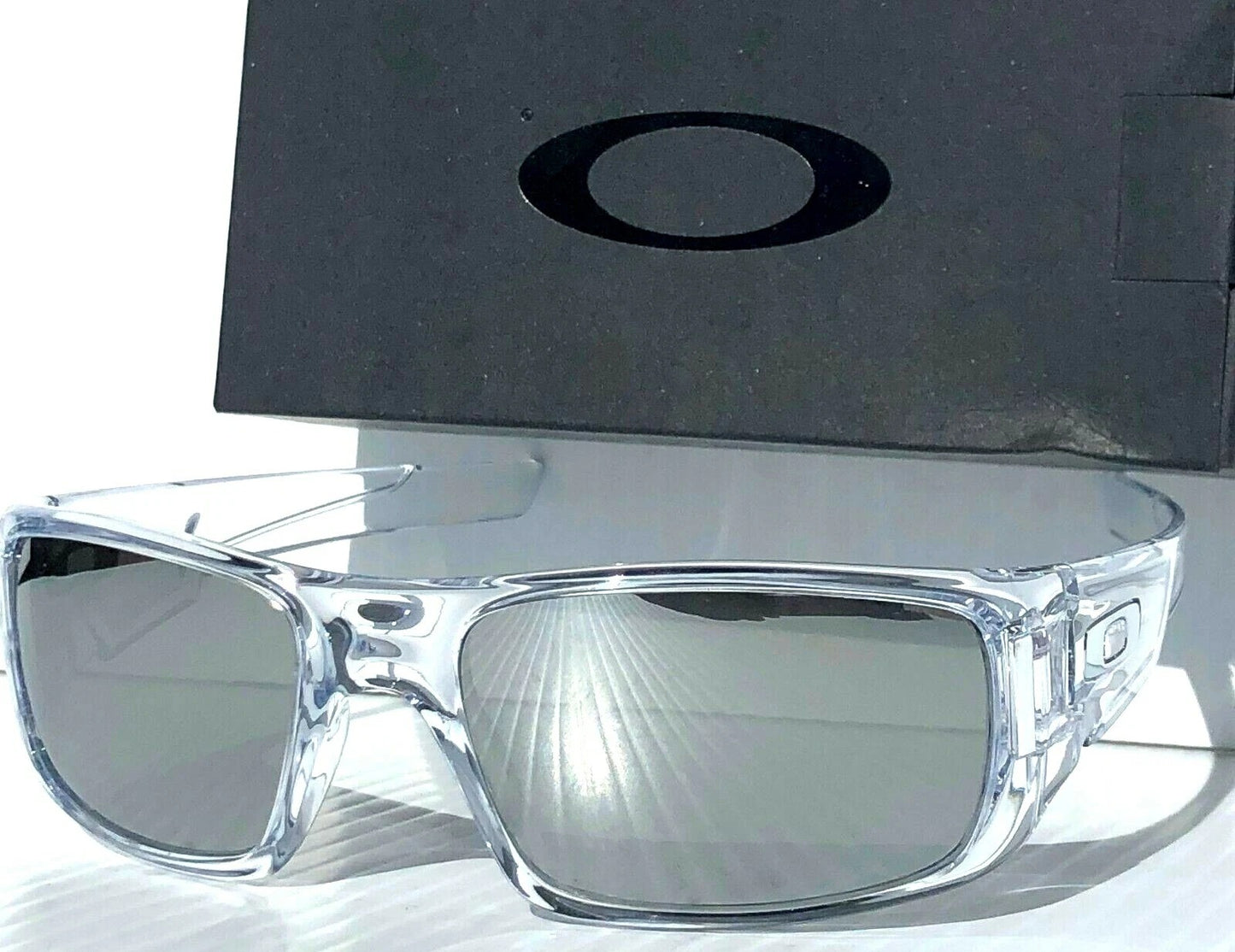 Oakley CRANKSHAFT Shiny Clear Frame POLARIZED Galaxy Chrome Mirror Lens Sunglass 9239-04- Two-Lens Bundle!