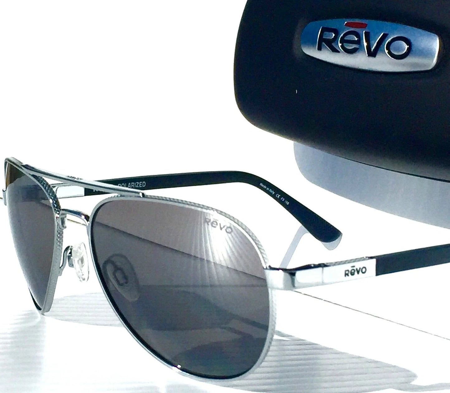 REVO Raconteur Aviator CHROME POLARIZED Grey Graphite Lens Sunglass RE 1011 03 GY