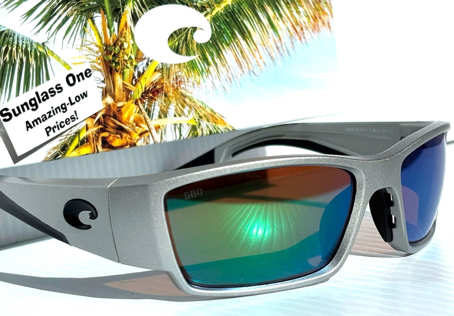 Costa CORBINA PRO Silver Metallic POLARIZED Green 580G GLASS Lens Sunglass 9109-07
