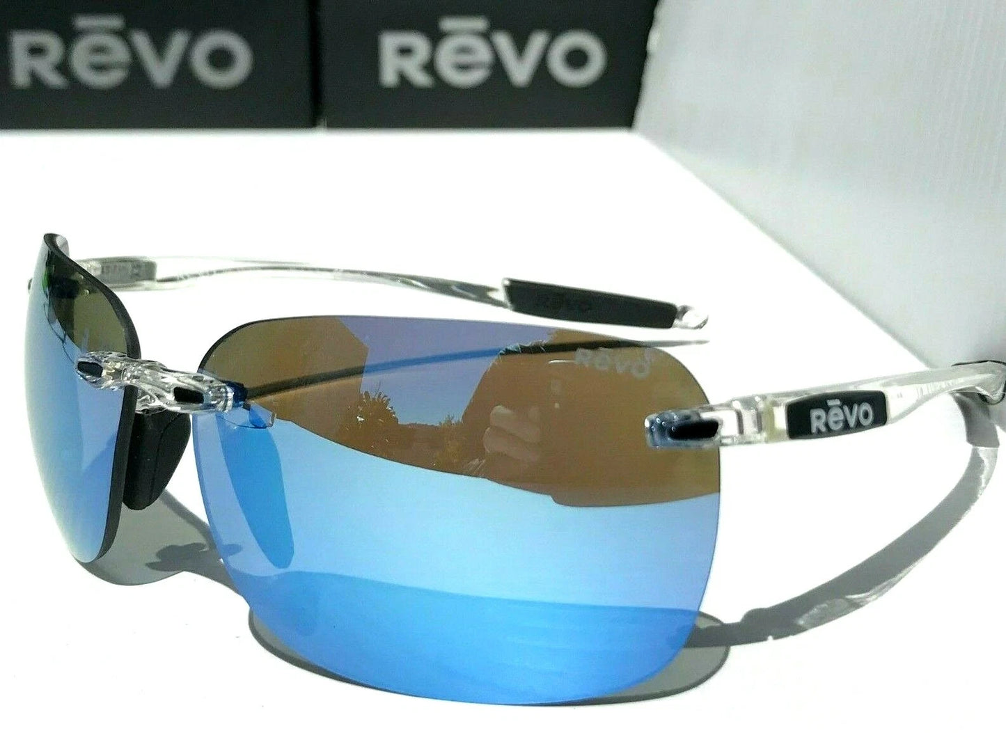 REVO DESCEND CLEAR Crystal POLARIZED Blue Water Lens Sunglass RE 1070XL 09 BL
