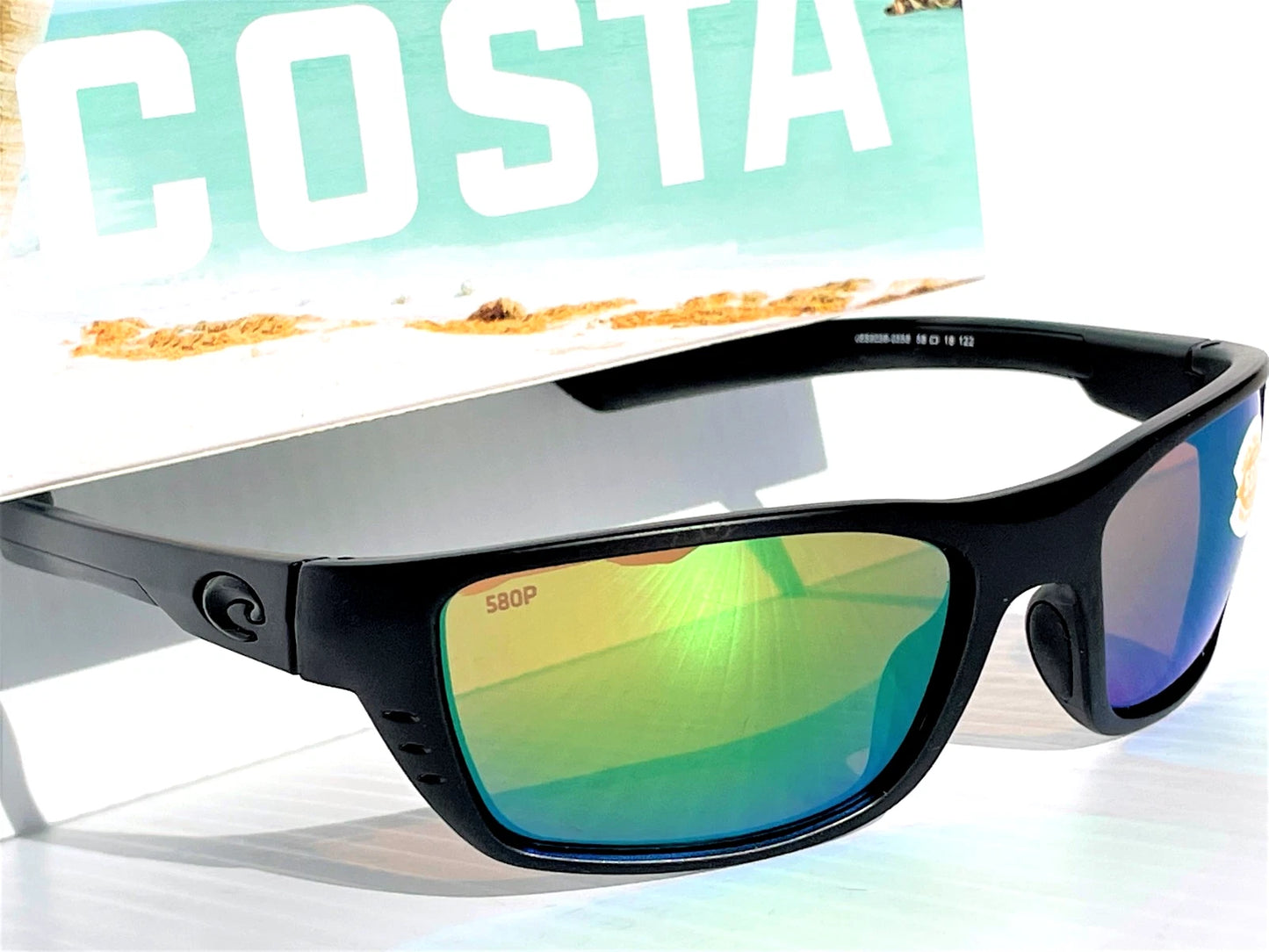 COSTA Del Mar WHITETIP Blackout POLARIZED Green Mirror 580P Lens Sunglass WTP01 OGMP