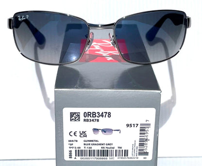 Ray Ban Gunmetal UV PROTECTIVE Gradient Blue Grey Lens Sunglass RB 3478