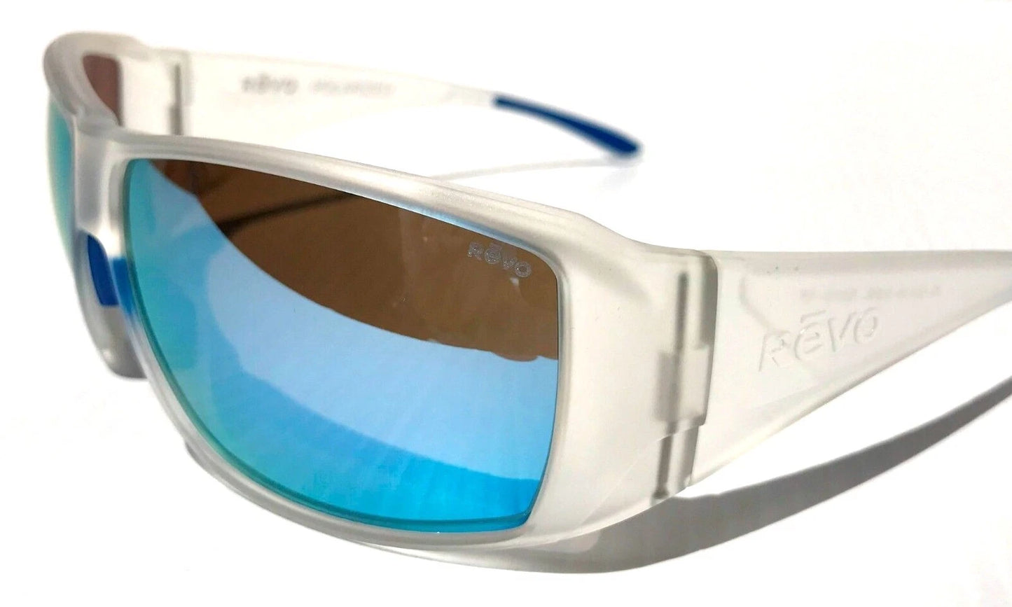 REVO DUNE Matte Crystal Clear POLARIZED Blue Lens Sunglass RE 1202 09 BL
