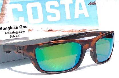 Costa Del Mar WHITETIP Matte Retro Tortoise POLARIZED Green 580P Lens Sunglass WTP 66