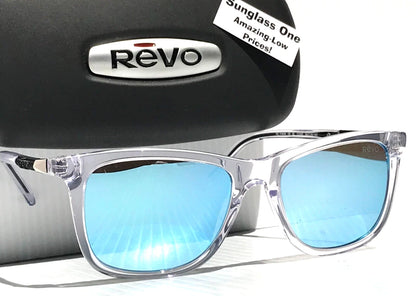 REVO COVE Shiny Crystal Clear POLARIZED Blue Lens Sunglass RE 1164N 09 BL