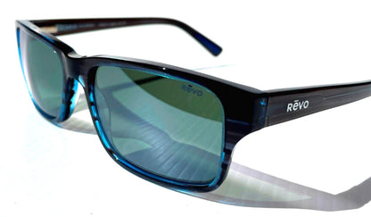 REVO FINLEY G Shiny Blue Horn POLARIZED Grey GLASS Lens Sunglass RE 1176 05 SG50
