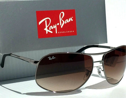 Ray Ban Silver 64mm Frame with Brown Gradient Lens Sunglass RB 3387 004/13