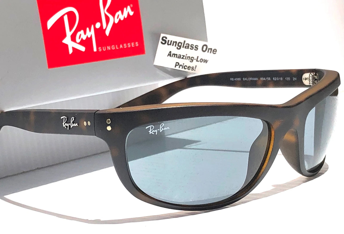 Ray Ban BALORAMA Matte Havana Frame Dark Blue Lens Sunglass RB 4089 894/56