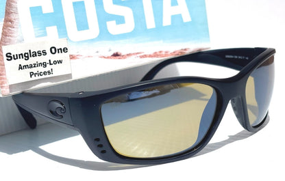 Costa Del Mar FISCH Black POLARIZED Sunrise Silver 580G GLASS Lens Sunglass 9054-13