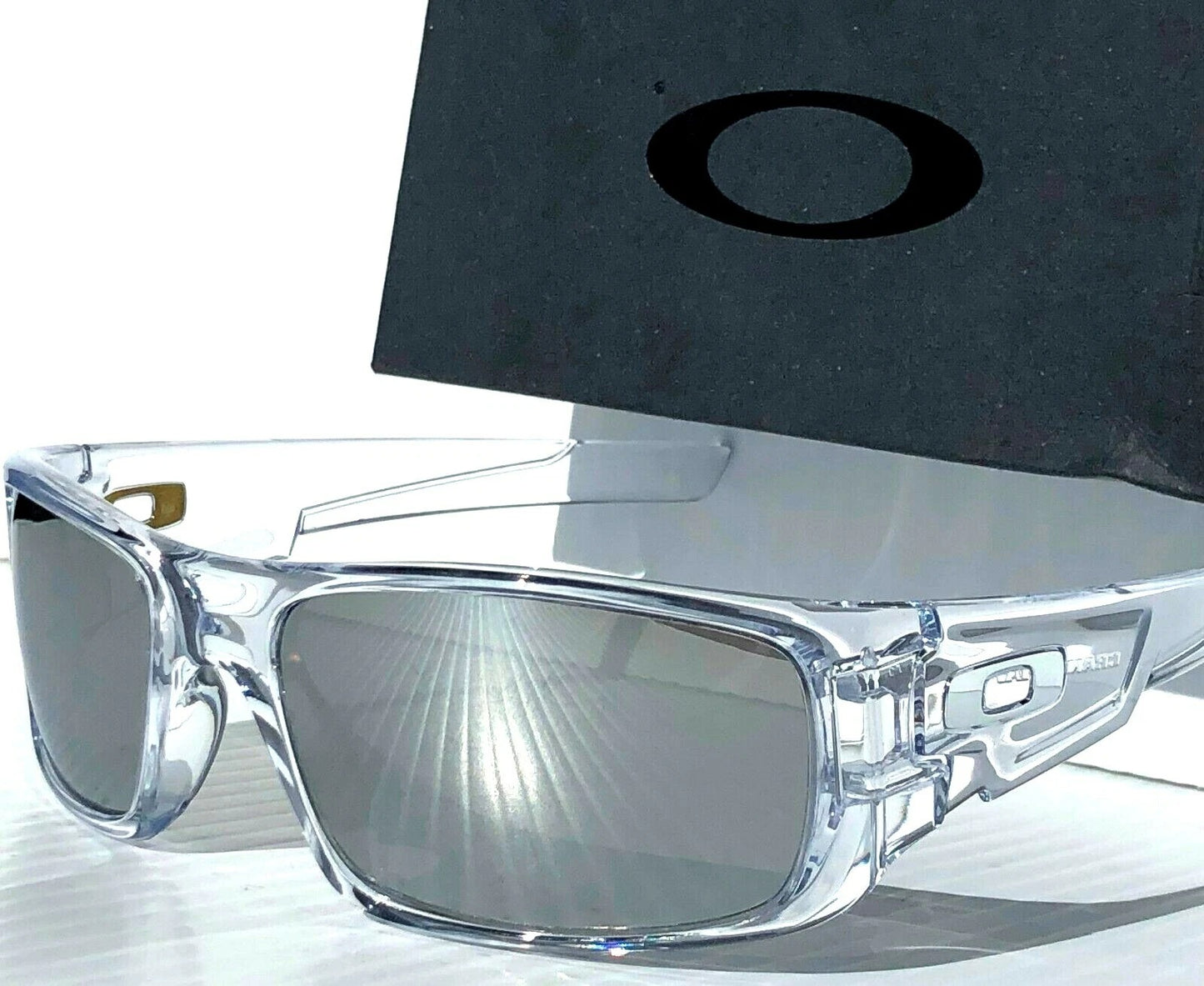 Oakley CRANKSHAFT Shiny Clear Frame POLARIZED Galaxy Chrome Mirror Lens Sunglass 9239-04- Two-Lens Bundle!