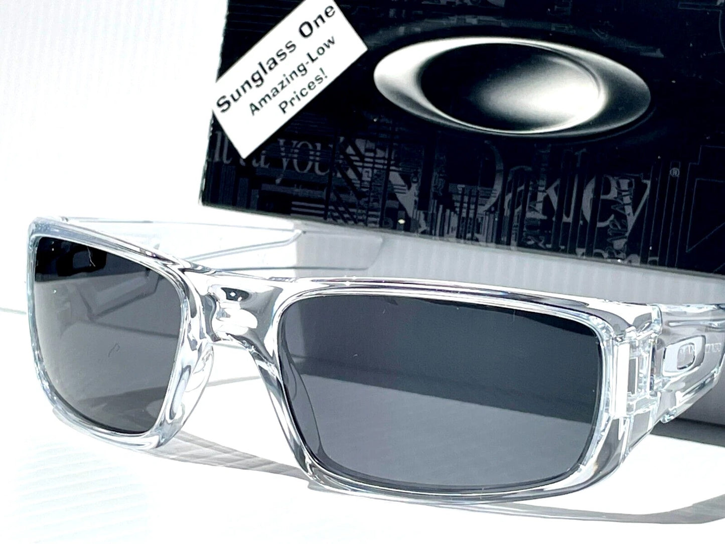 Oakley CRANKSHAFT Shiny Clear Frame POLARIZED Galaxy Black Lens Sunglass 9239-04- Two-Lens Bundle!