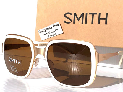 Smith Optics AVELINE White Gold ChromaPop POLARIZED Brown Lens Sunglass