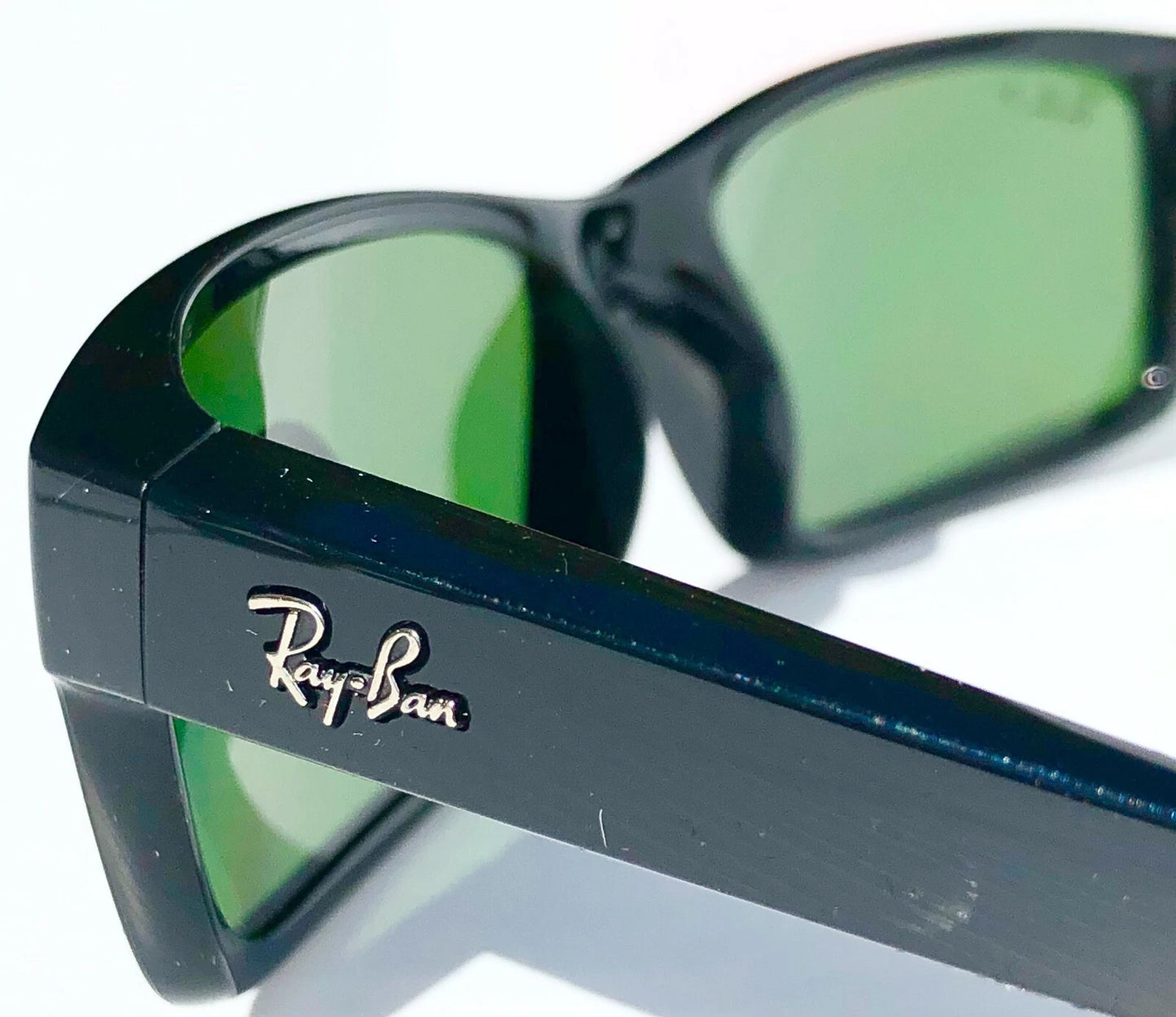 Ray Ban Shiny Black Rectangle POLARIZED Green Lens Sunglass RB4151 601