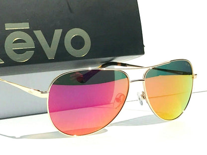 REVO RELAY S Shiny Gold POLARIZED Red Mirror Lens Sunglass RE 1014 04 SP