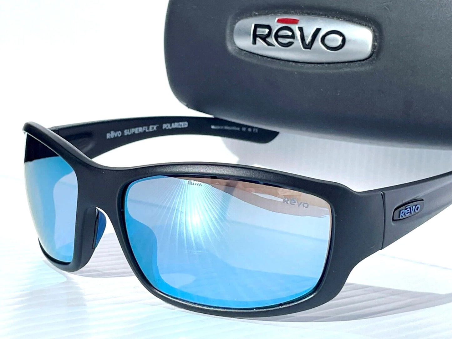 REVO MAVERICK Matte Black SuperFlex POLARIZED Blue Lens Sunglass RE 1098N 01 BL