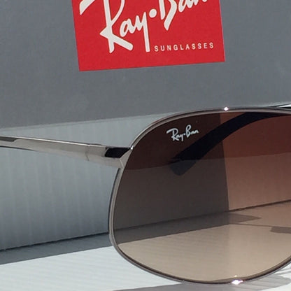 Ray Ban Silver 64mm Frame with Brown Gradient Lens Sunglass RB 3387 004/13