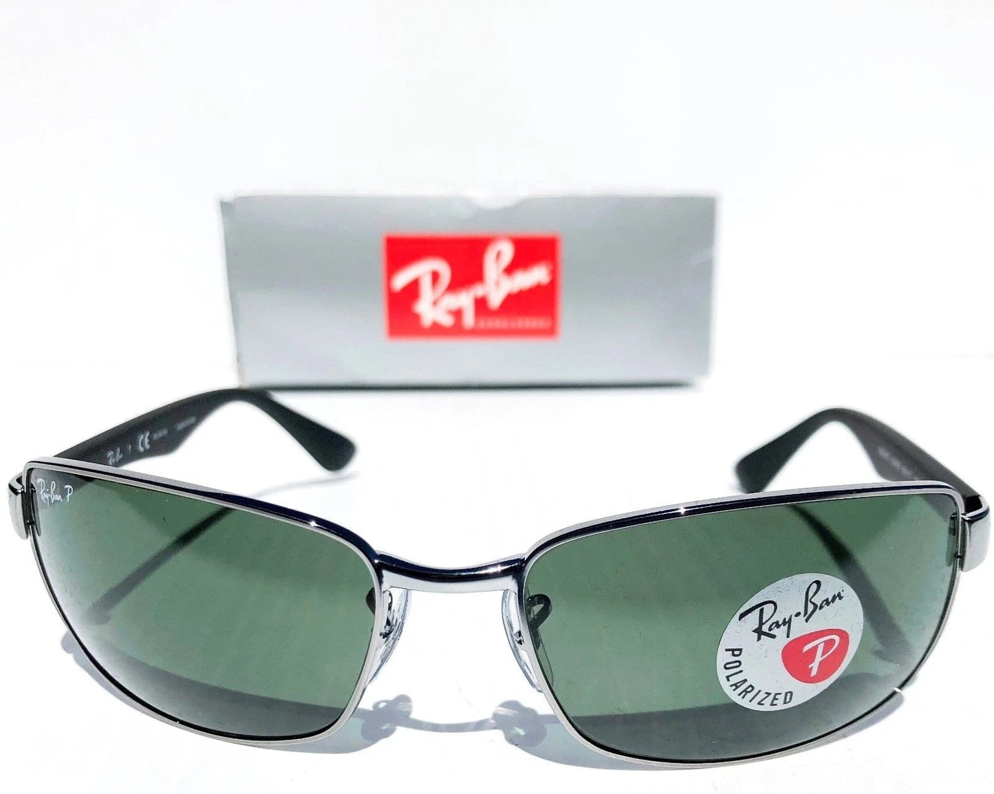 Ray Ban Gunmetal & Black Frame POLARIZED Green G15 Lens Sunglass RB 3478 004/58