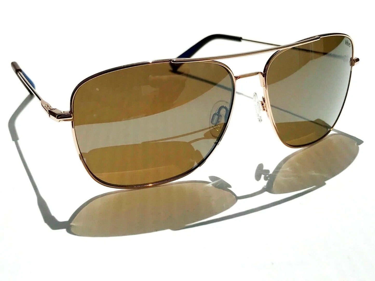 REVO HARBOR Shiny Gold Aviator POLARIZED Bronze Lens Sunglass RE 1082 04 BR