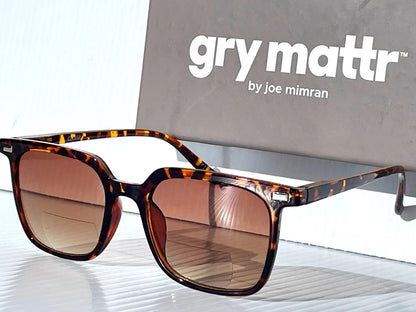 Gry Mattr DESIGNER SUN READERS CLEVER Shiny Tortoise Bifocal Sunglass