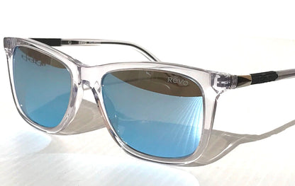 REVO COVE Shiny Crystal Clear POLARIZED Blue Lens Sunglass RE 1164N 09 BL