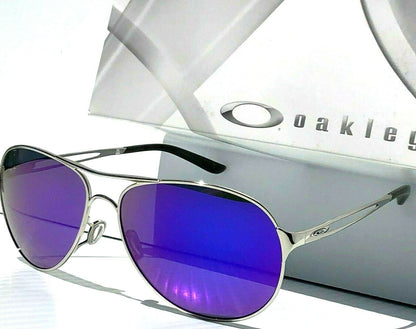 Oakley CAVEAT in Silver Frame with POLARIZED Galaxy Purple lens Sunglasses oo4054 - Two-Lens Bundle!