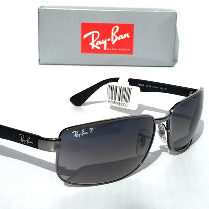 Ray Ban Gunmetal & Black Frames POLARIZED Grey Blue Lens Sunglass RB 3478 004