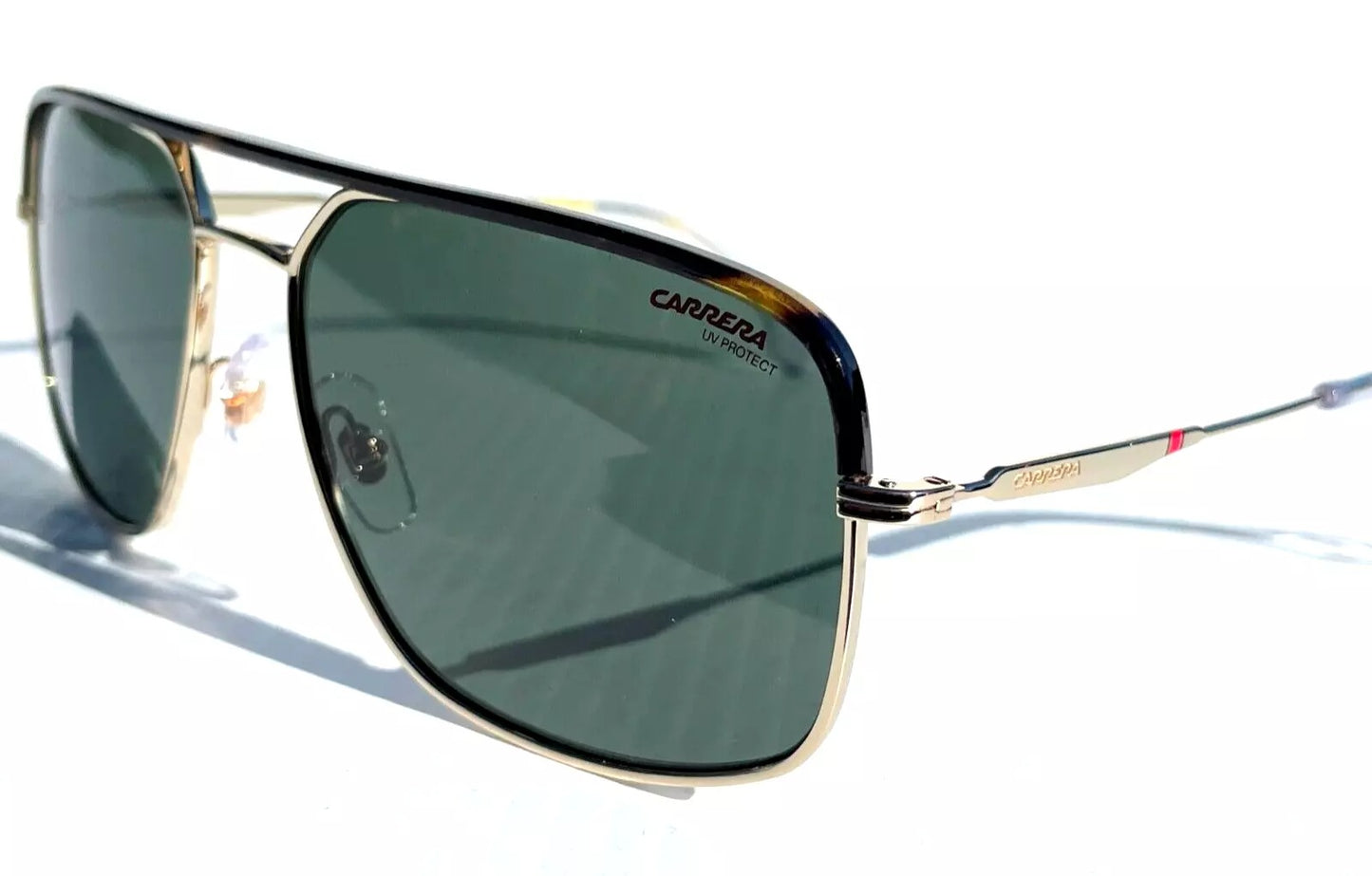 CARRERA Polished Gold Tortoise Aviator Green Grey Lens Sunglass 152/S 0PEF