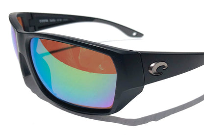 Costa Del Mar TAILFIN Matte Black POLARIZED Green Mirror 580P Lens Sunglass 9113-07 57mm