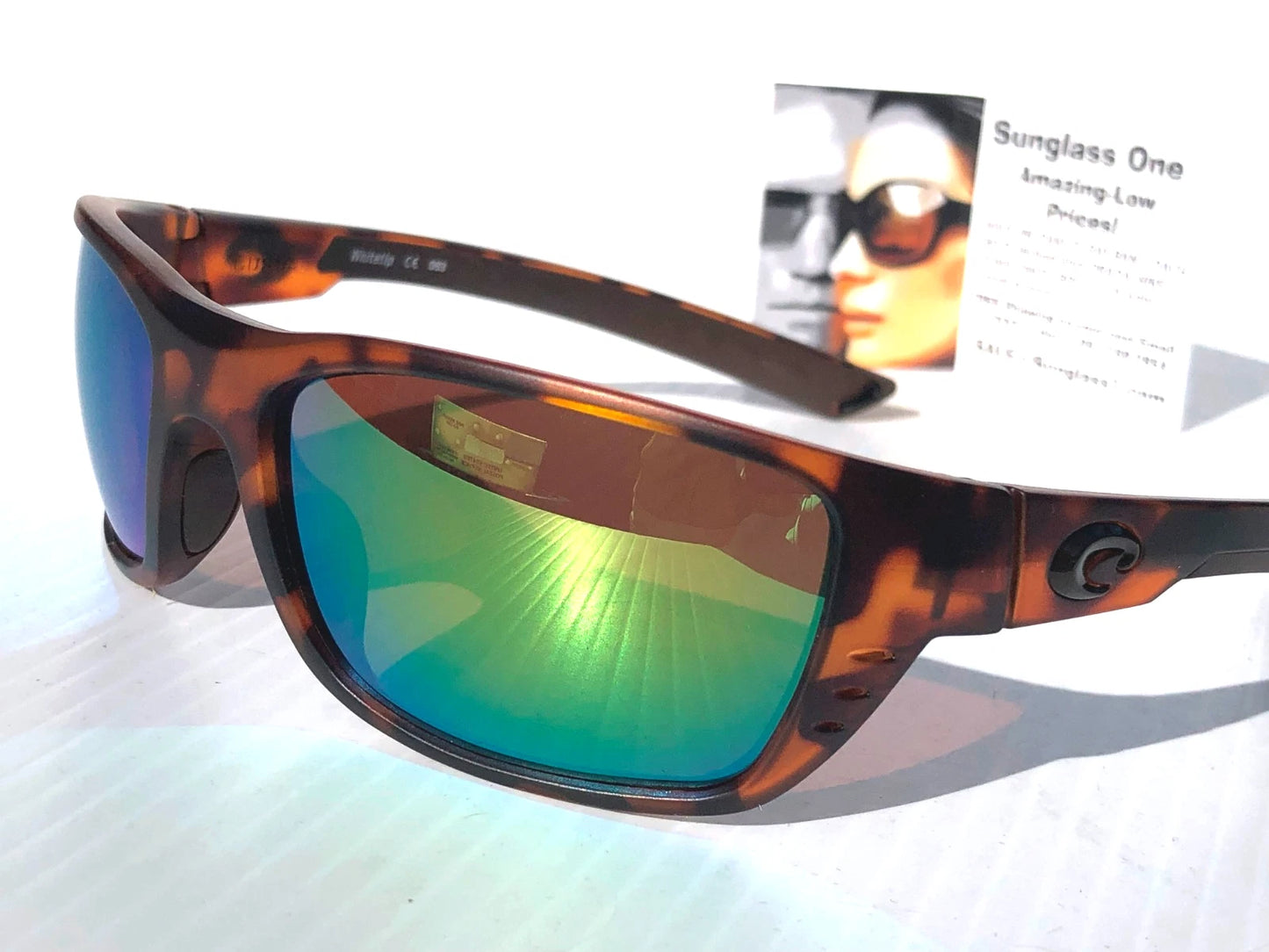 Costa Del Mar WHITETIP Matte Retro Tortoise POLARIZED Green 580P Lens Sunglass WTP 66
