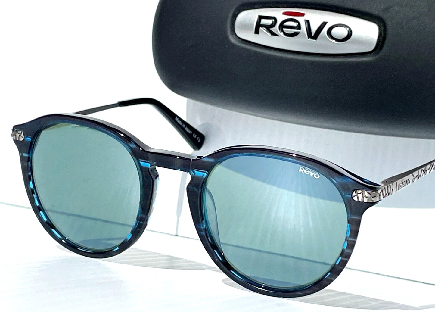 REVO PYTHON 3 Blue Horn Round GLASS Gray Lens Sunglass RE 1177 05 SG50