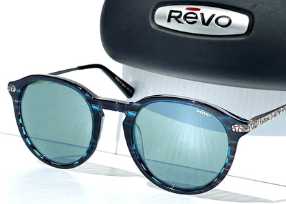 REVO PYTHON 3 Blue Horn Round GLASS Gray Lens Sunglass RE 1177 05 SG50