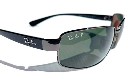 Ray Ban Gunmetal Frame with POLARIZED Dark Green Lens Sunglass RB 3364 004/58