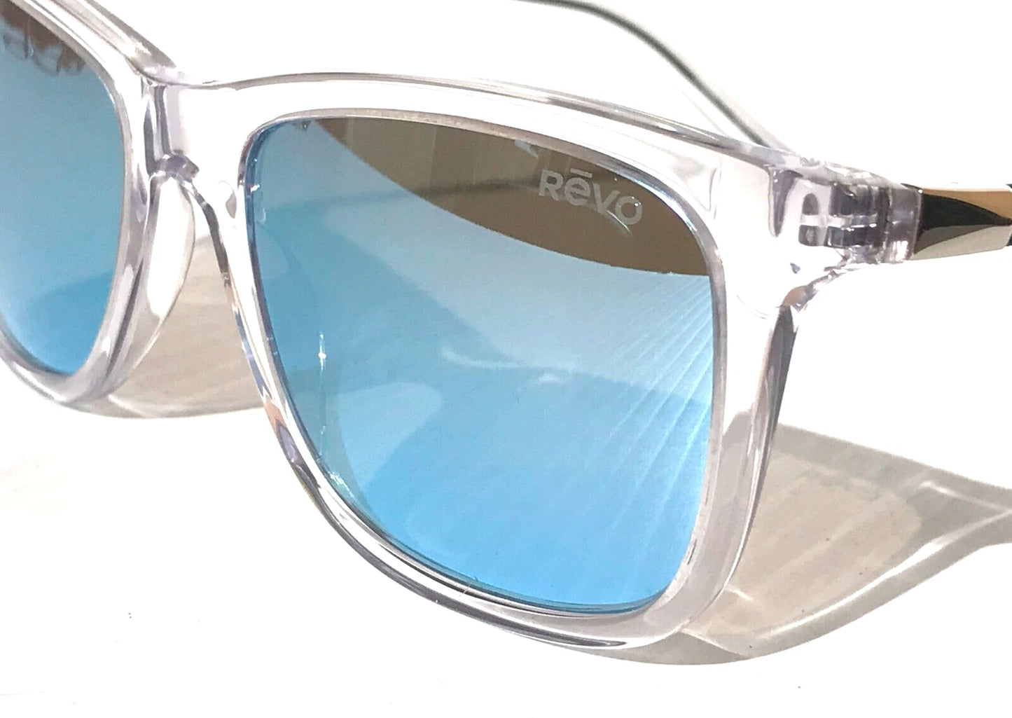 REVO COVE Shiny Crystal Clear POLARIZED Blue Lens Sunglass RE 1164N 09 BL