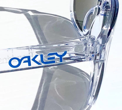 Oakley Frogskins Clear Polished Crystal Frame PRIZM Sapphire Blue Lens Sunglass 9013-D0