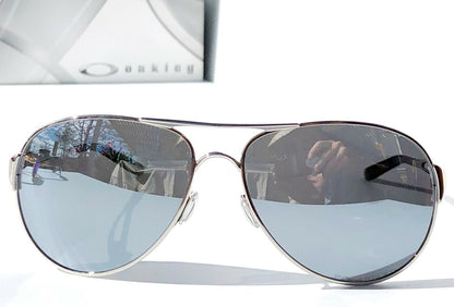 Oakley CAVEAT in Silver Frame with POLARIZED Galaxy Chrome Lens Sunglasses oo4054 - Two-Lens Bundle!