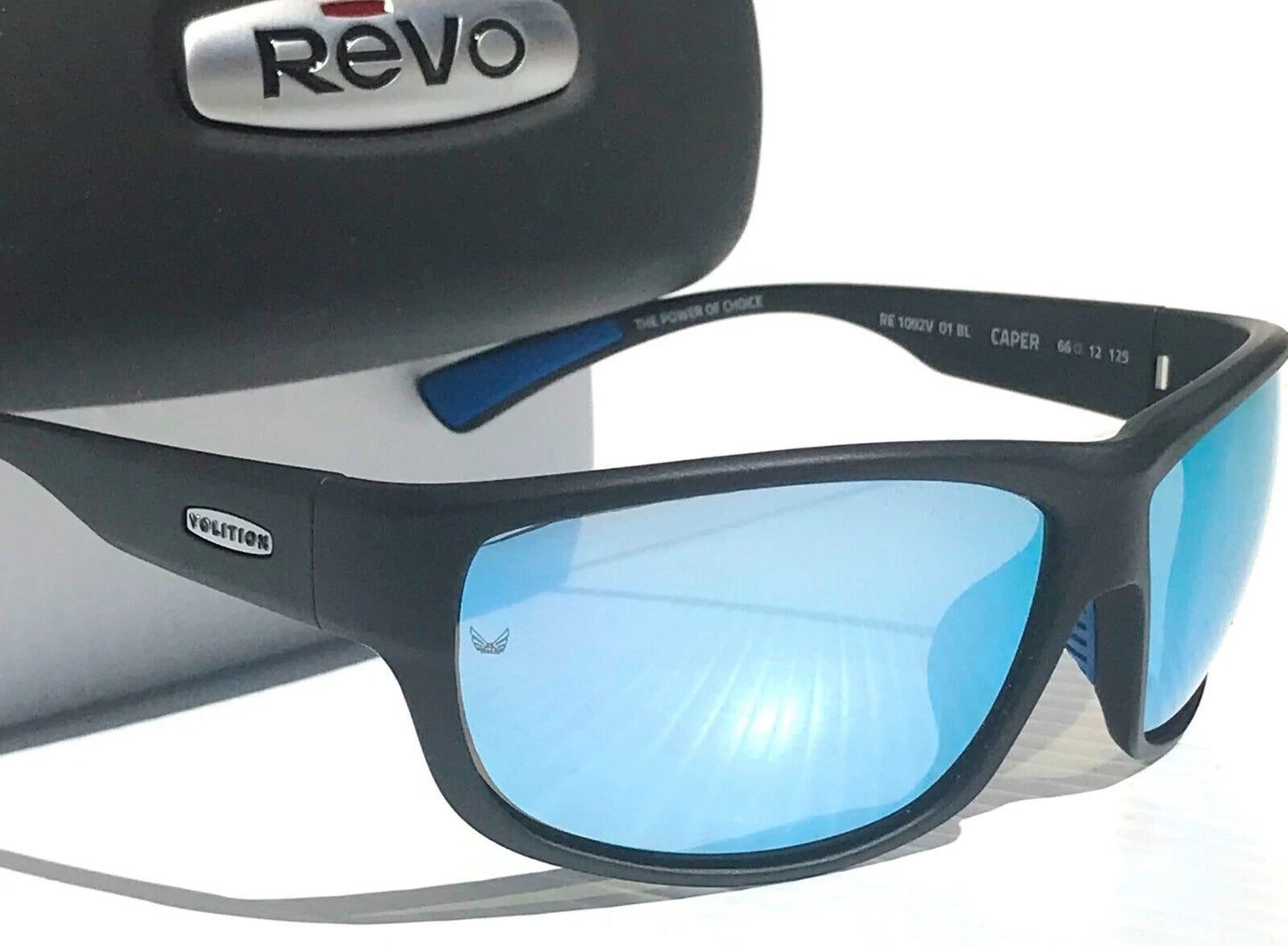 REVO CAPER VOLITION Black POLARIZED Blue Water Lens Sunglass RE 1092V 01 BL