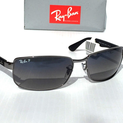 Ray Ban Gunmetal & Black Frames POLARIZED Grey Blue Lens Sunglass RB 3478 004