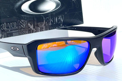 Oakley DOUBLE EDGE Matte Black Frame POLARIZED Galaxy Blue Lens Sunglass oo9380