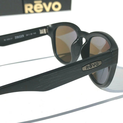 REVO ZINGER Black Scratch POLARIZED Graphite Gray Lens Sunglass RE 1054 01 GY