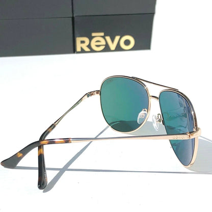 REVO RELAY S Shiny Gold POLARIZED Red Mirror Lens Sunglass RE 1014 04 SP