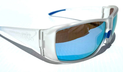 REVO DUNE Matte Crystal Clear POLARIZED Blue Lens Sunglass RE 1202 09 BL