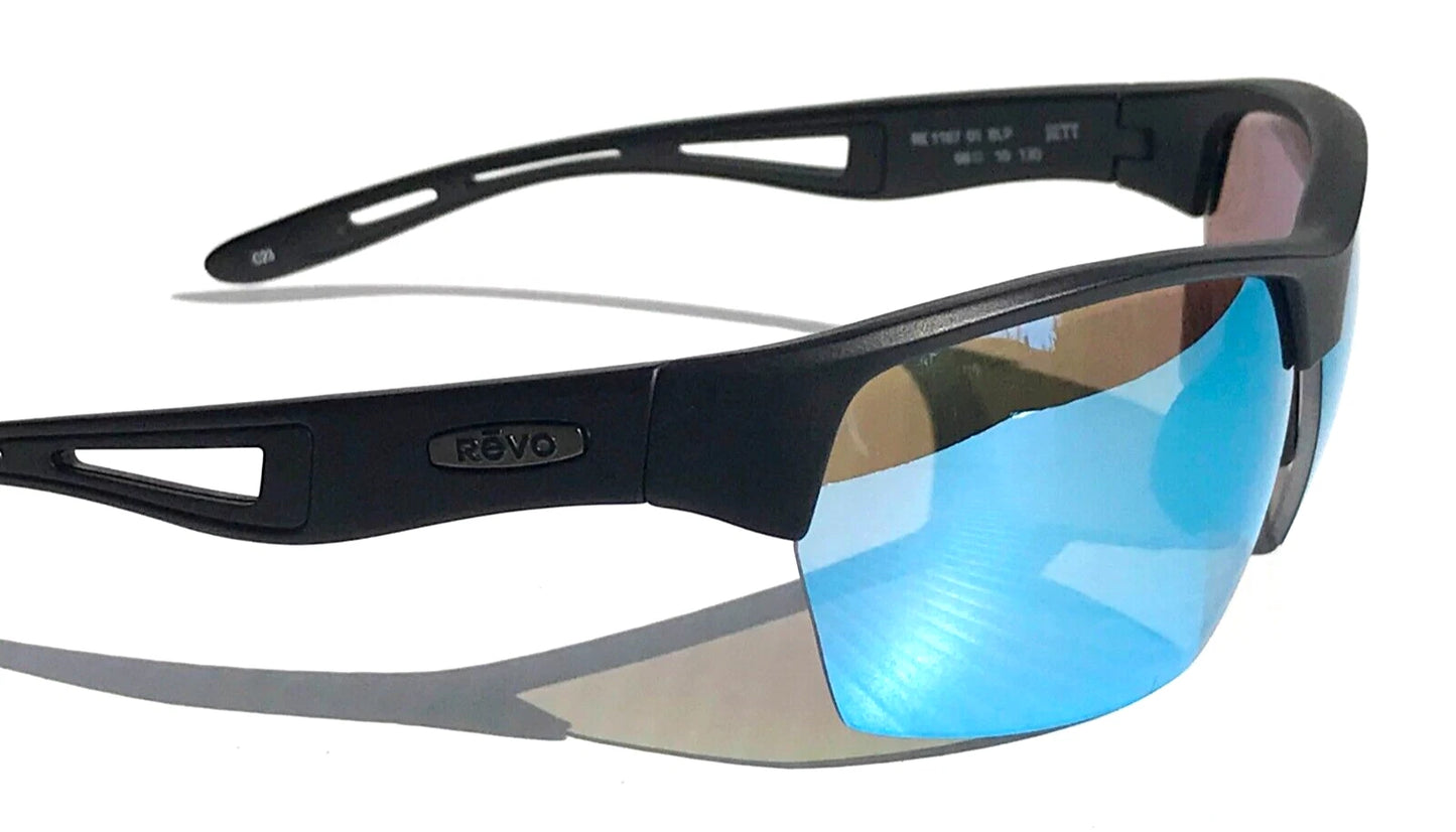 REVO JETT Matte Black POLARIZED Blue Water Lens Sunglass RE 1167 01 BLP